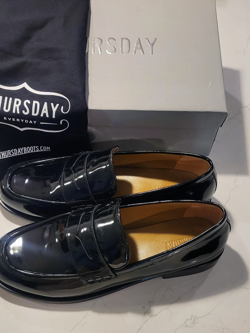 Thursday Company Women’s Black Patent Leather Penny Loafers